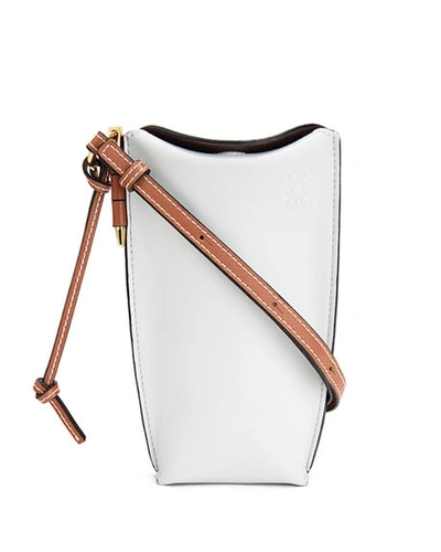 Shop Loewe Gate Two-tone Smooth Bucket Bag In White