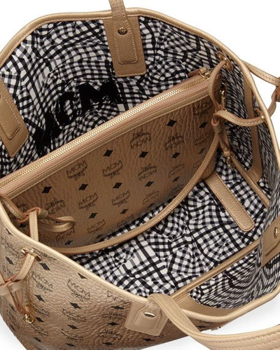 Mcm Project Visetos Coated Canvas Shopper In Gold