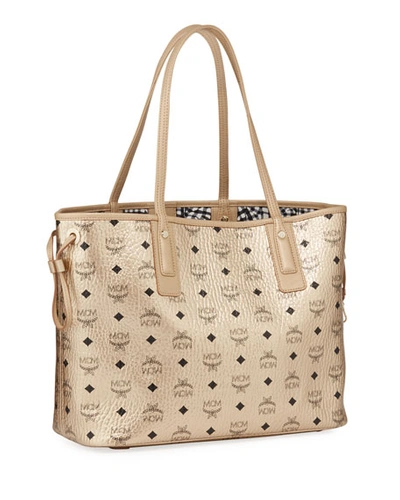 Mcm Project Visetos Coated Canvas Shopper In Gold