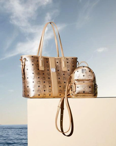Mcm Project Visetos Coated Canvas Shopper In Gold