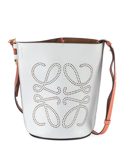 Shop Loewe Gate Anagram Bucket Bag In White/brown