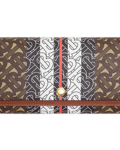 Shop Burberry Hanna Tb Monogram Canvas Wallet In Brown Pattern