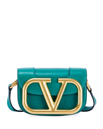 Shop Valentino Supervee Small Leather Shoulder Bag In Dark Green