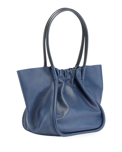 Shop Proenza Schouler Large Ruched Smooth Leather Tote Bag In Navy