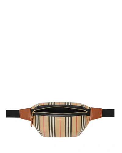 Shop Burberry Sonny Icon Stripe E-canvas Belt Bag In Brown Pattern