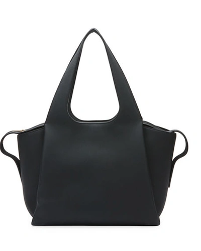 Shop The Row Large Tr1 Bag In Matte Grain Leather In Black