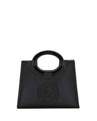 Shop Fendi Runaway Small Liberty Stamp Tote Bag In Black