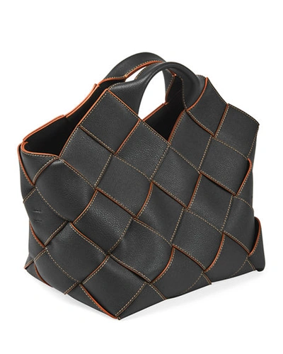 Shop Loewe Woven Leather Basket Bag In Black
