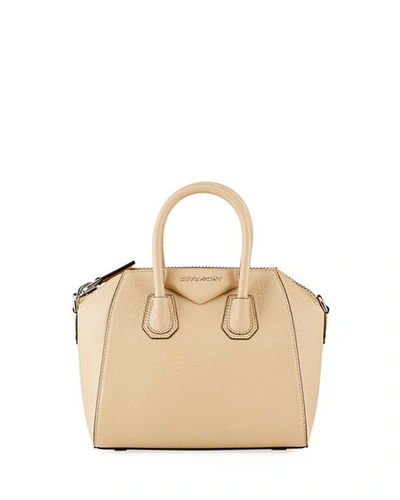 Shop Givenchy Antigona Mini Grained Leather Bag In Medium Beige