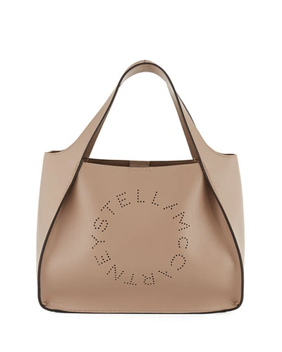 Shop Stella Mccartney Alter Napa Logo Crossbody Bag In Taupe