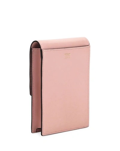 Shop Fendi Kan U Matte Grace Calf Crossbody Wallet In Light Pink