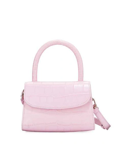 Shop By Far Mini Crocodile-embossed Top-handle Bag In Pink