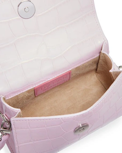 Shop By Far Mini Crocodile-embossed Top-handle Bag In Pink