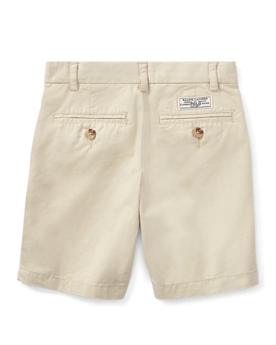 Shop Ralph Lauren Boy's Flat Front Chino Shorts In Sand