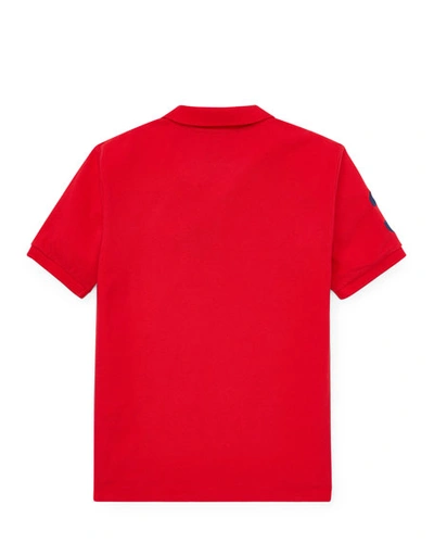 Shop Ralph Lauren Boy's Big Pony Mesh Knit Polo In Red