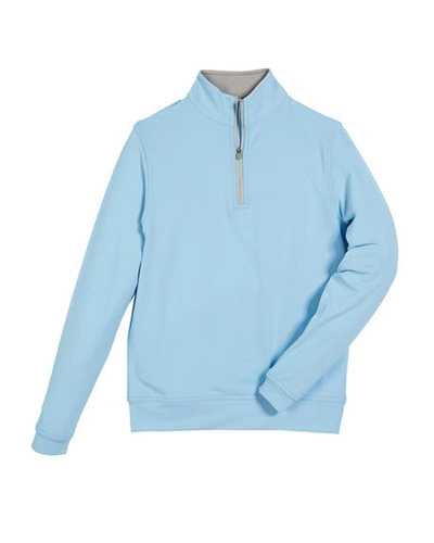 Peter Millar Boys' Skull In One Performance Quarter Zip Pullover - Big Kid In Blue