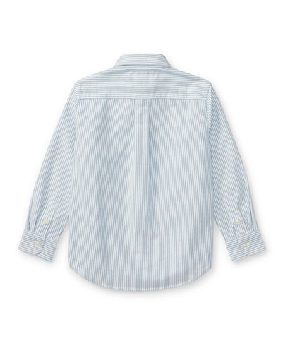 Shop Ralph Lauren Boy's Cotton Oxford Stripe Sport Shirt In Blue Pattern