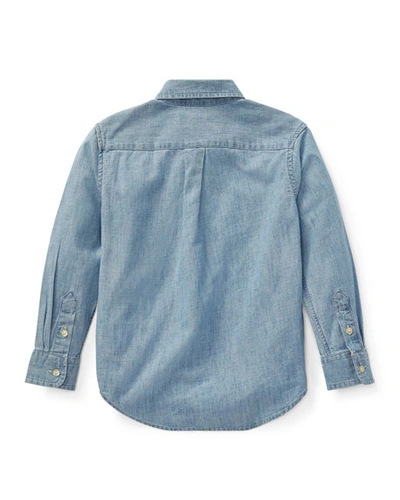 Polo Ralph Lauren Boy's Woven Chambray Shirt In Light Blue