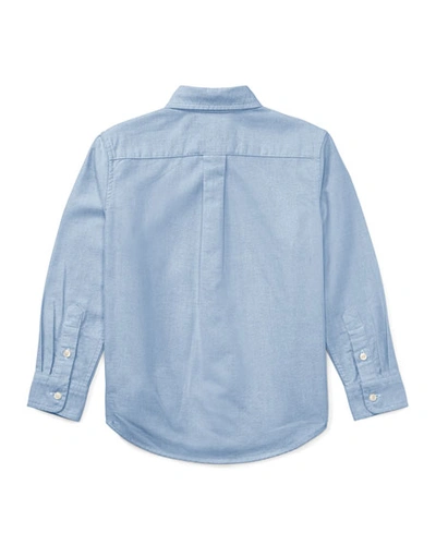 Shop Ralph Lauren Boy's Oxford Sport Shirt In Blue