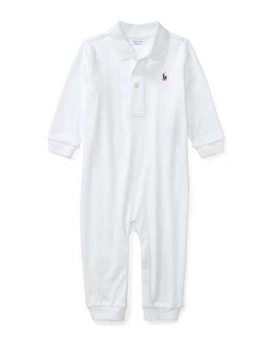 Shop Ralph Lauren Long-sleeve Pima Polo Coverall, White