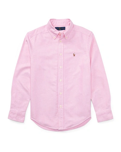 Shop Ralph Lauren Boy's Cotton Oxford Sport Shirt In Pink