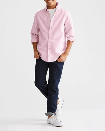 Shop Ralph Lauren Boy's Cotton Oxford Sport Shirt In Pink