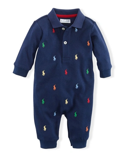 Shop Ralph Lauren Logo Embroidery Polo Coverall In Navy