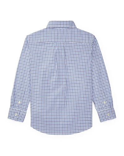 Shop Ralph Lauren Boy's Poplin Woven Tattersall Sport Shirt In Blue Pattern