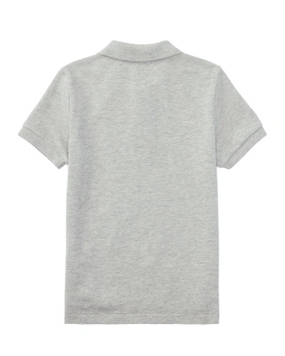 Shop Ralph Lauren Boy's Short-sleeve Logo Embroidery Polo Shirt In Gray