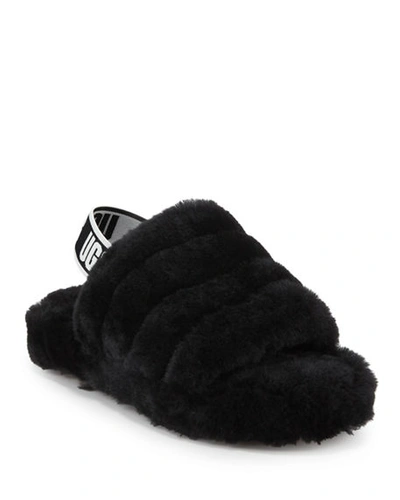 Ugg Fluff Yeah Shearling Sandal Slippers, Kids In Black
