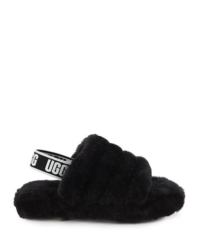 Ugg Fluff Yeah Shearling Sandal Slippers, Kids In Black