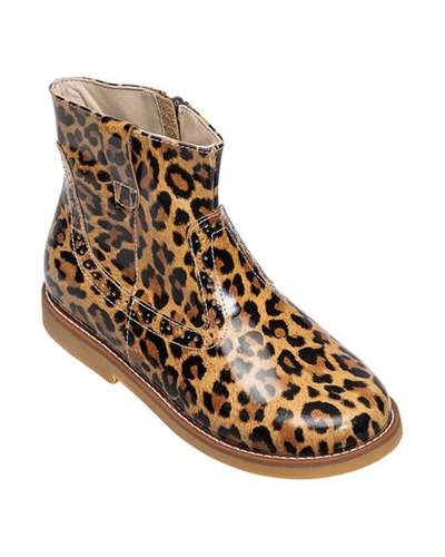 Shop Elephantito Girl's Madison Metallic Leather Ankle Boots, Baby/toddler/kids In Ptn Leopard