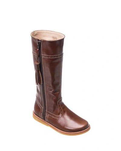Elephantito Girl's Patent Leather Riding Boots In Brown