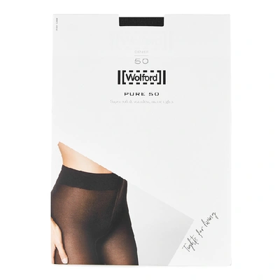 Shop Wolford Pure Navy 50 Denier Tights