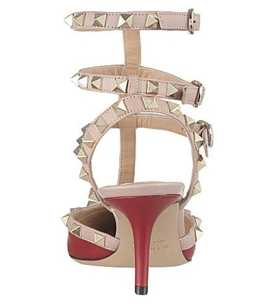 Shop Valentino Rockstud 65 T-bar Heeled Sandals In Red/dark