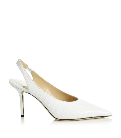 Shop Jimmy Choo Ivy 85 Croc-embossed Slingback Pumps