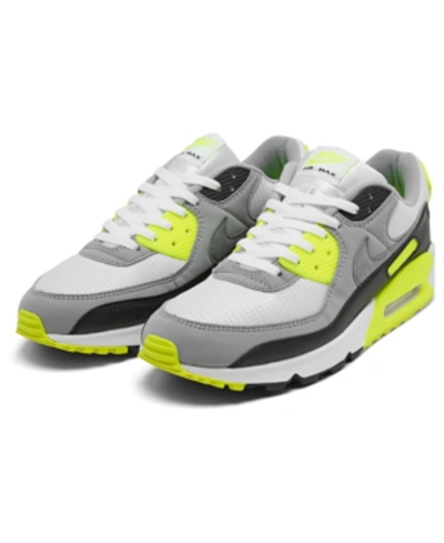 Shop Nike Men's Air Max 90 Casual Sneakers From Finish Line In White/ptclgy