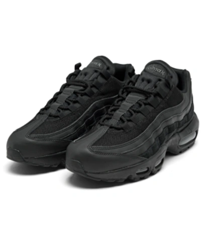 Shop Nike Men's Air Max 95 Essential Casual Sneakers From Finish Line In Black/black
