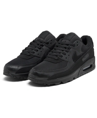 Shop Nike Men's Air Max 90 Casual Sneakers From Finish Line In Black/black