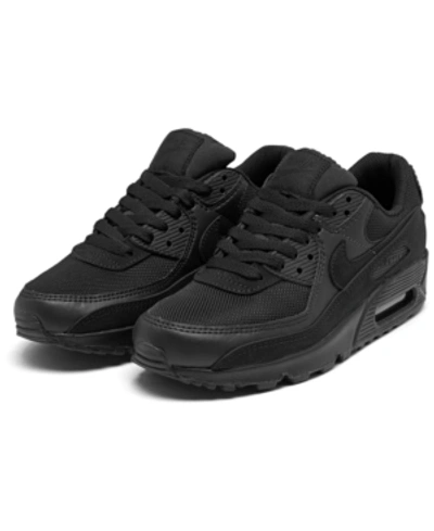 Shop Nike Women's Air Max 90 Casual Sneakers From Finish Line In Black/black