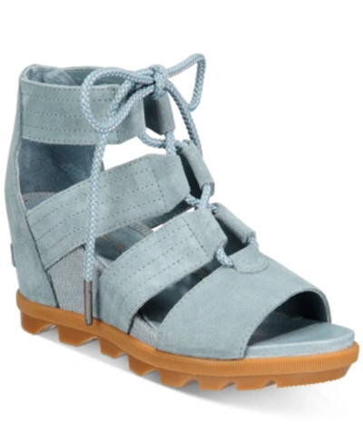 Shop Sorel Joanie Ii Lace-up Wedge Sandals Women's Shoes In Cinder Grey