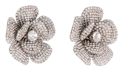 Shop Alessandra Rich Flower Earrings In Crystal