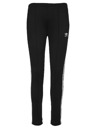 Shop Adidas Originals Logo Track Pants In Black