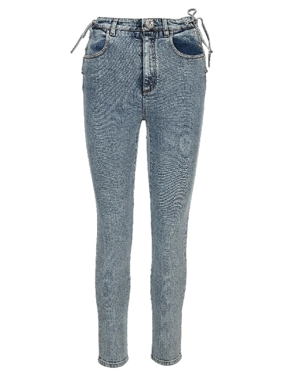 Shop Alessandra Rich Lace-up Skinny Jeans In Light Blue