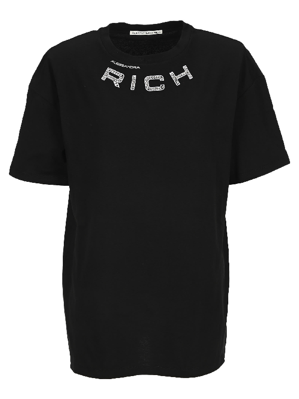 Alessandra Rich Embellished Logo T-shirt In Black | ModeSens