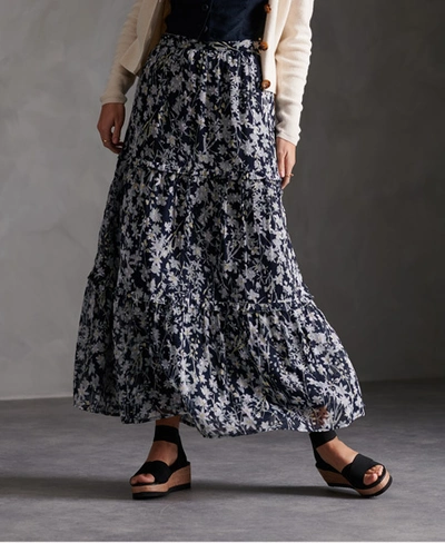 Shop Superdry Margaux Maxi Skirt In Navy