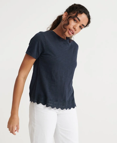 Shop Superdry Women's Lace Mix T-shirt Navy