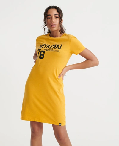 Shop Superdry Japan Unit T-shirt Dress In Yellow