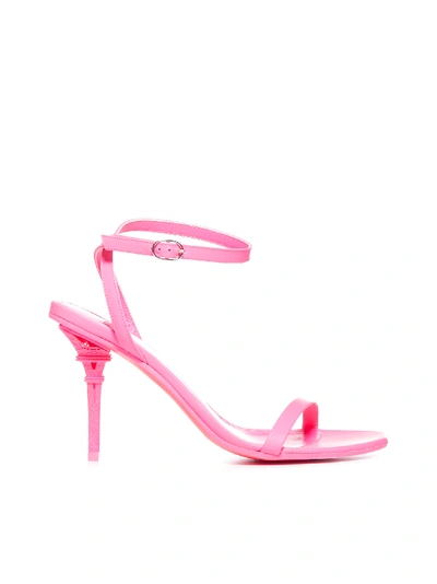 Shop Vetements Eiffel Tower Leather Sandals In Fluo Pink