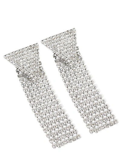 Shop Alessandra Rich Crystals Pendant Earrings In Silver